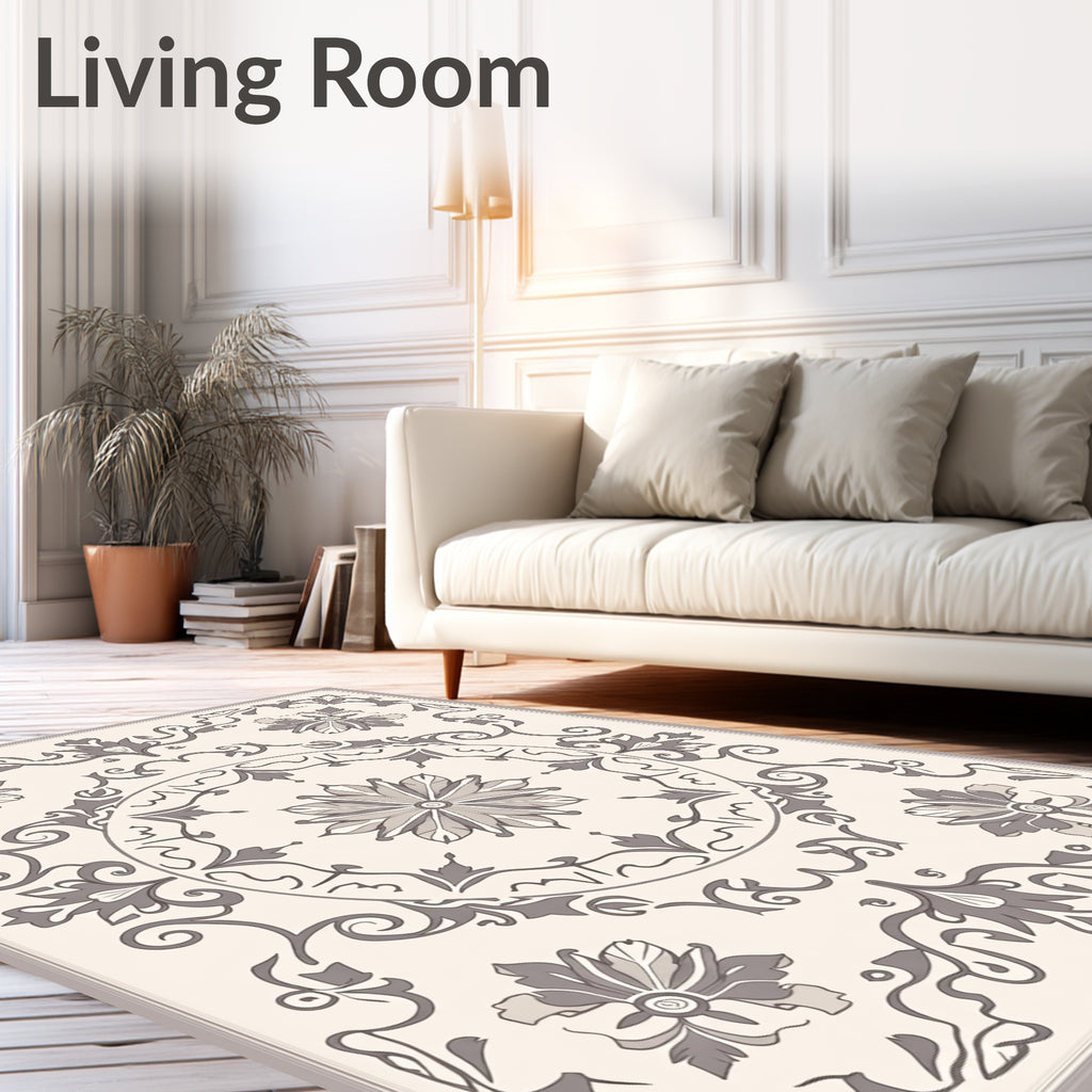 Tonal Floral Scrollwork Traditional Design Rug