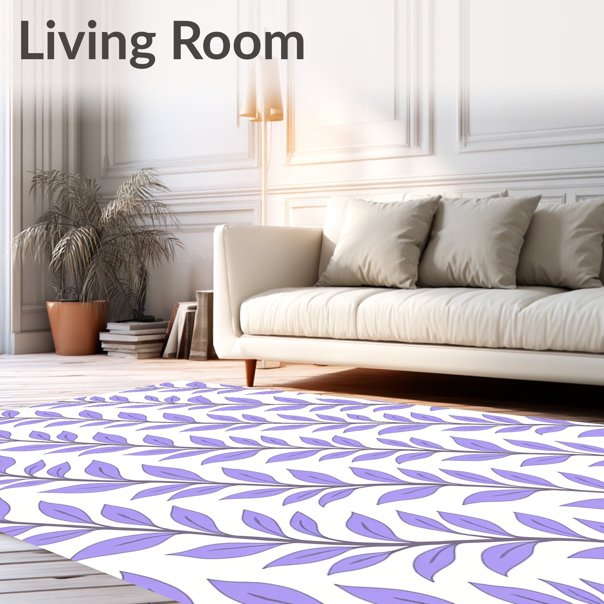 Lavender Vine Patterned Rug