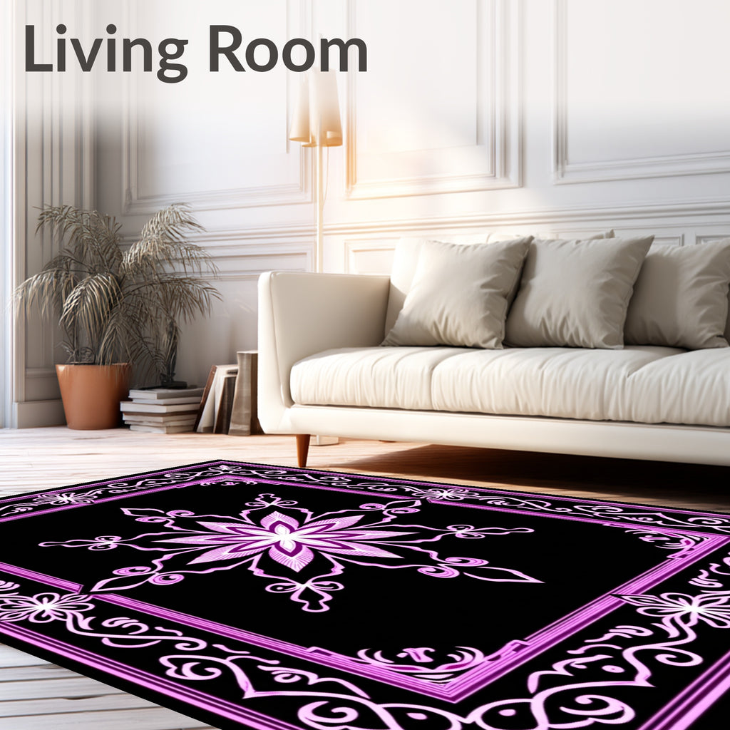 Ornate Floral Mandala Frame Design Rug