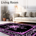 Ornate Floral Mandala Frame Design Rug
