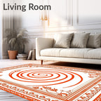 Bold Orange Swirl Scroll Pattern Rug