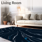 Dark Blue Swirl Organic Abstraction Rug