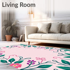 Floral Vine With Pink Accent Pattern Rug