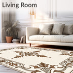 Ornate Brown Rococo Swirl Pattern Rug