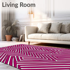 Dynamic Magenta White Geometric Lines Rug