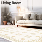 Ornate Golden Medallion Square Pattern Rug