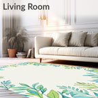 Watercolor Botanical Leaf Pattern Rug