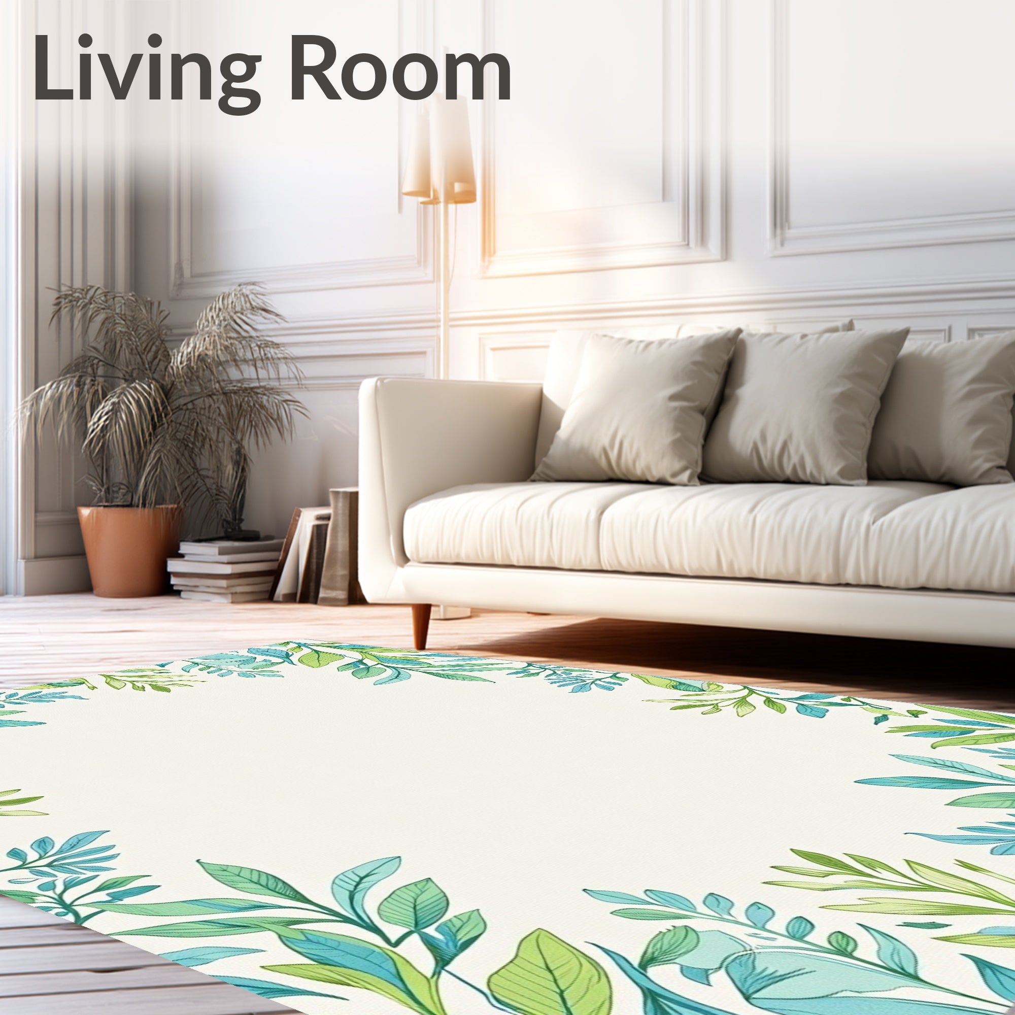 Watercolor Botanical Leaf Pattern Rug