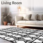 Monochrome Geometric Grid Pattern Rug