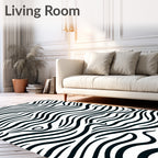 Bold Black Zebra Stripe Pattern Rug