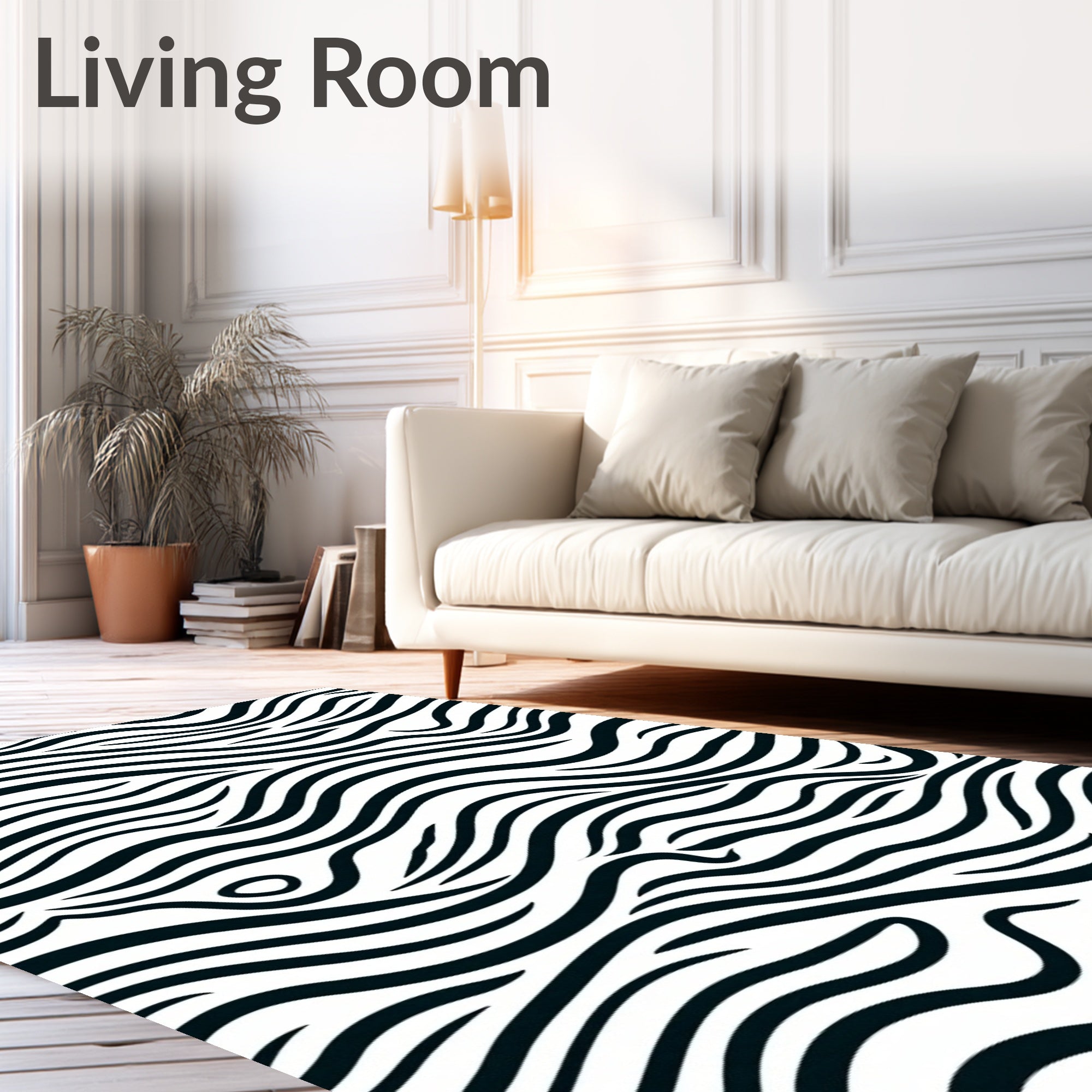 Bold Black Zebra Stripe Pattern Rug