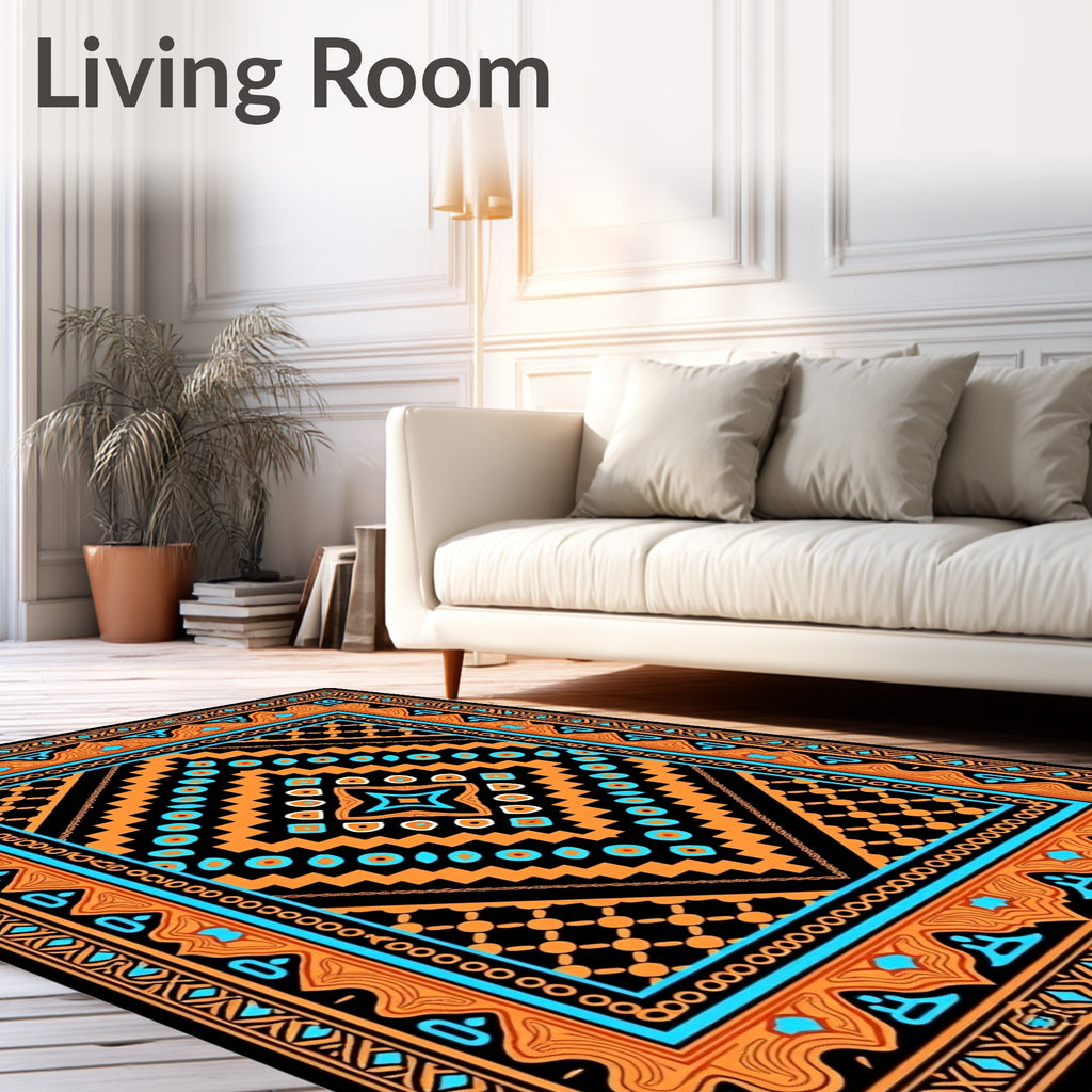 Bold Geometric Diamond With Tribal Accents Rug