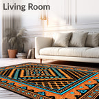 Bold Geometric Diamond With Tribal Accents Rug
