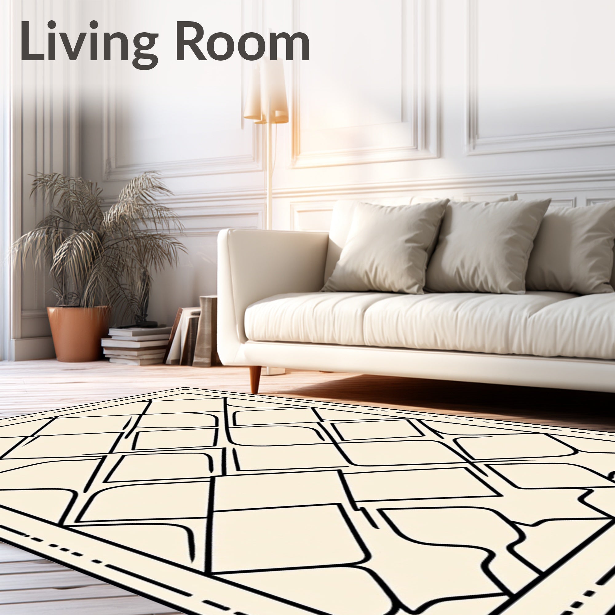 Abstract Diamond Lattice Curved Pattern Rug