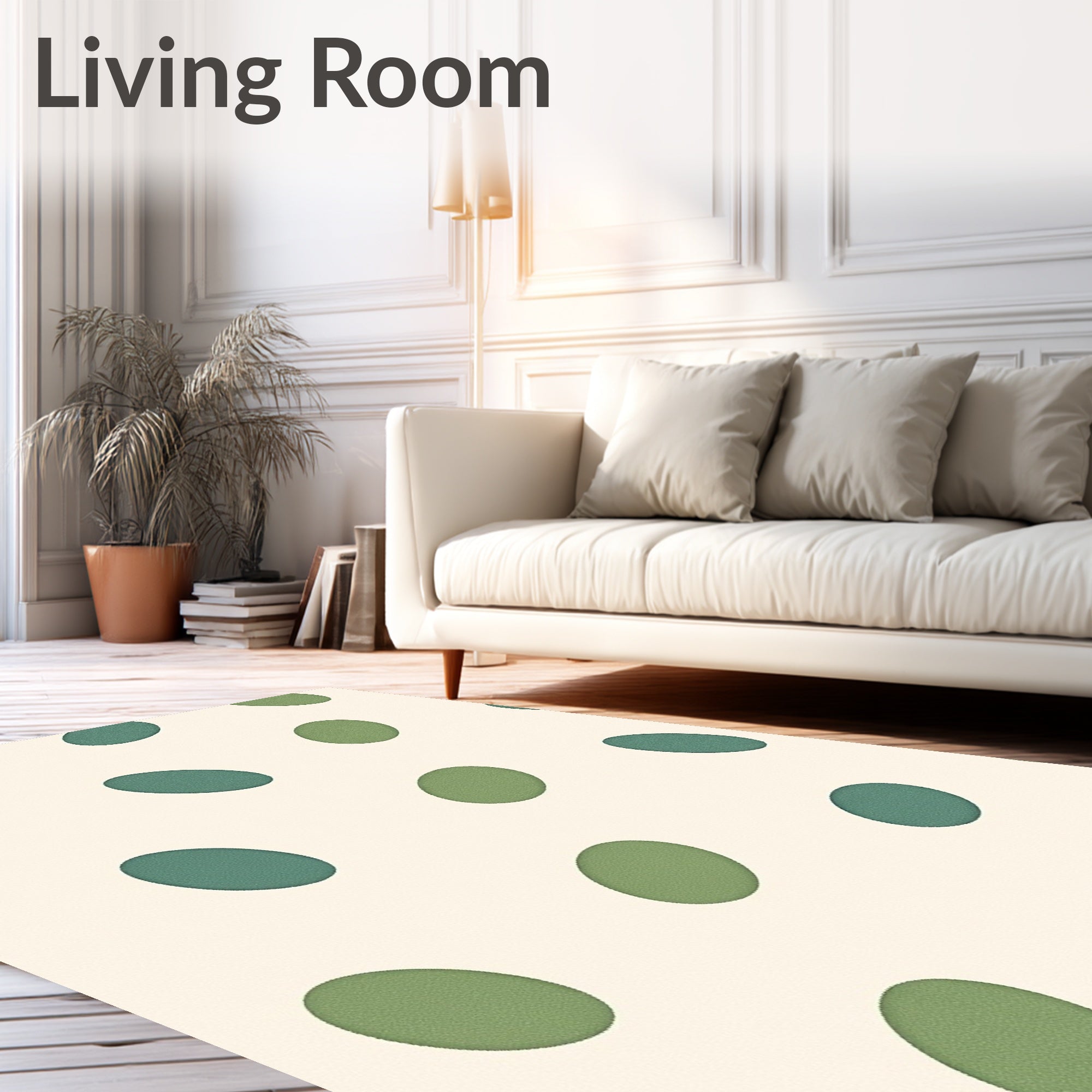 Green Oval Pattern Textile Rug