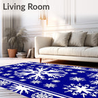 Bold Blue Snowflake Winter Collection Rug