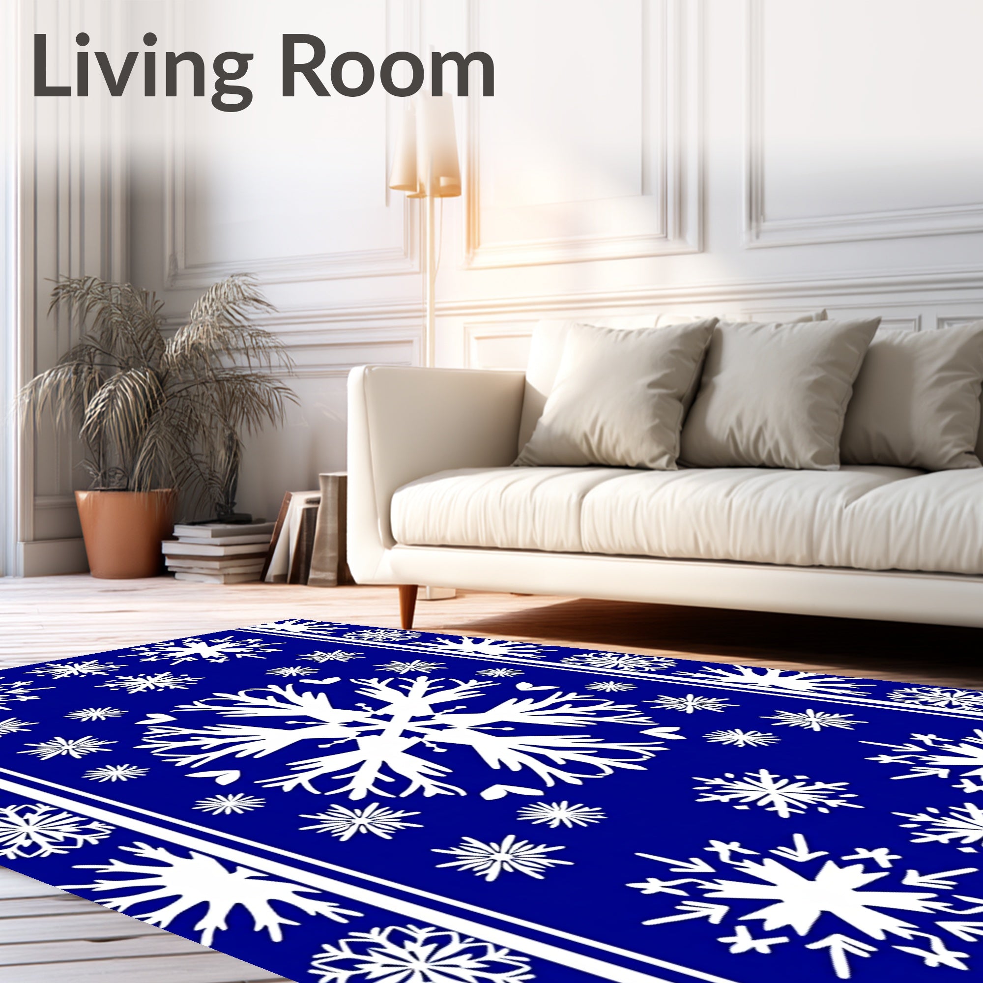 Bold Blue Snowflake Winter Collection Rug