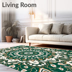 Intricate Teal Floral Mandala Pattern Rug