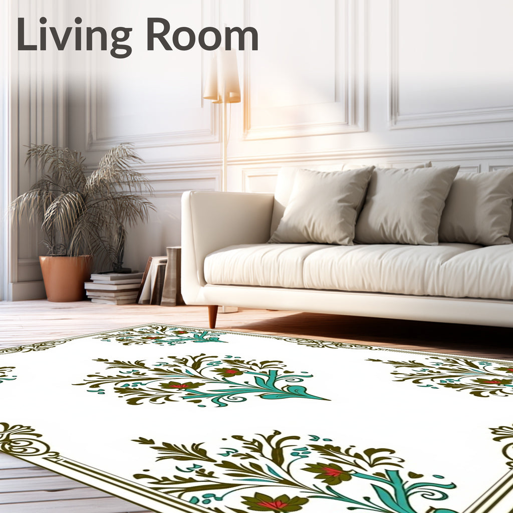 Ornate Floral Patterned Art Nouveau Rug