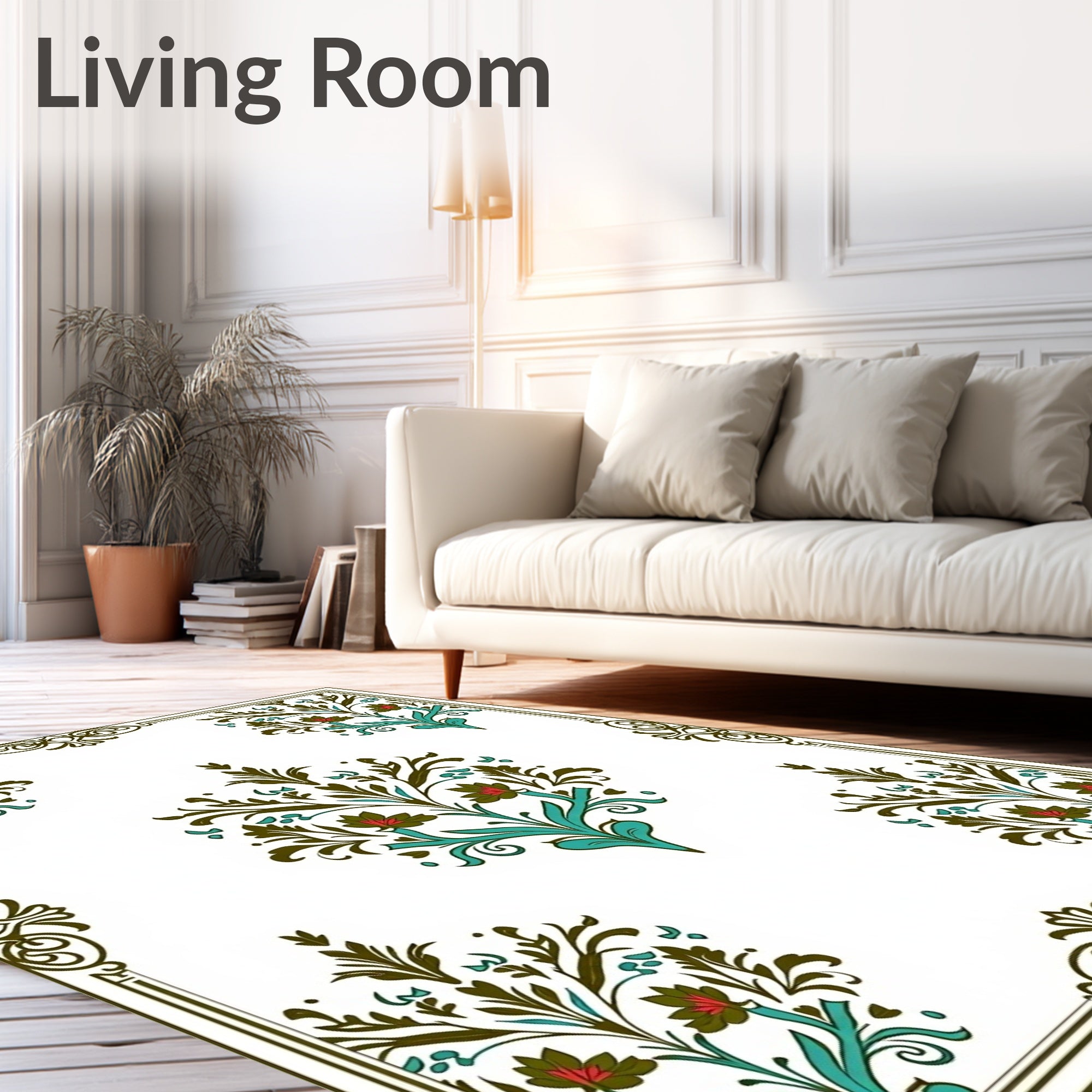 Ornate Floral Patterned Art Nouveau Rug