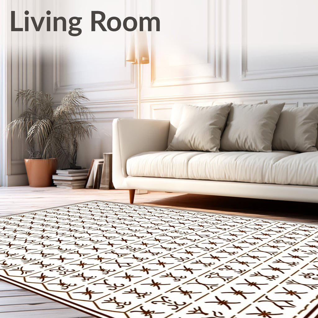 Tribal Symbols Geometric Pattern Rug