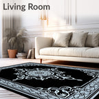 Intricate Floral Medallion Border Design Rug
