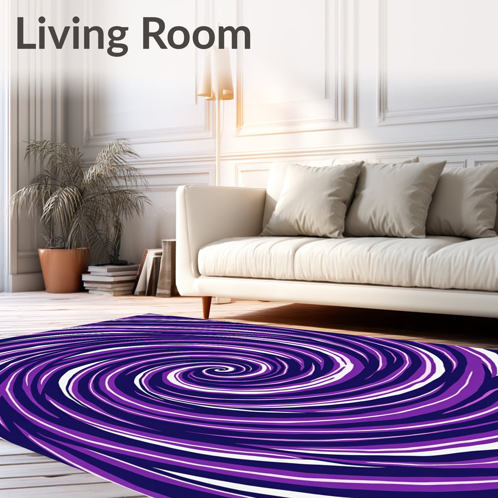 Violet White Swirl Pattern Area Rug