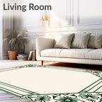 Art Nouveau Green Floral Frame Pattern Rug