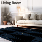 Dark Pine Trees Under Starry Sky Rug