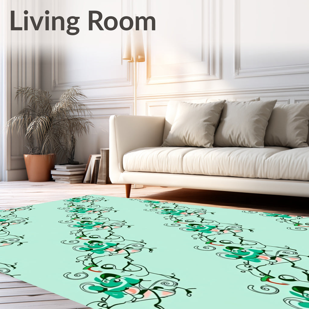 Abstract Green Swirls Pattern Rug