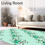 Abstract Green Swirls Pattern Rug