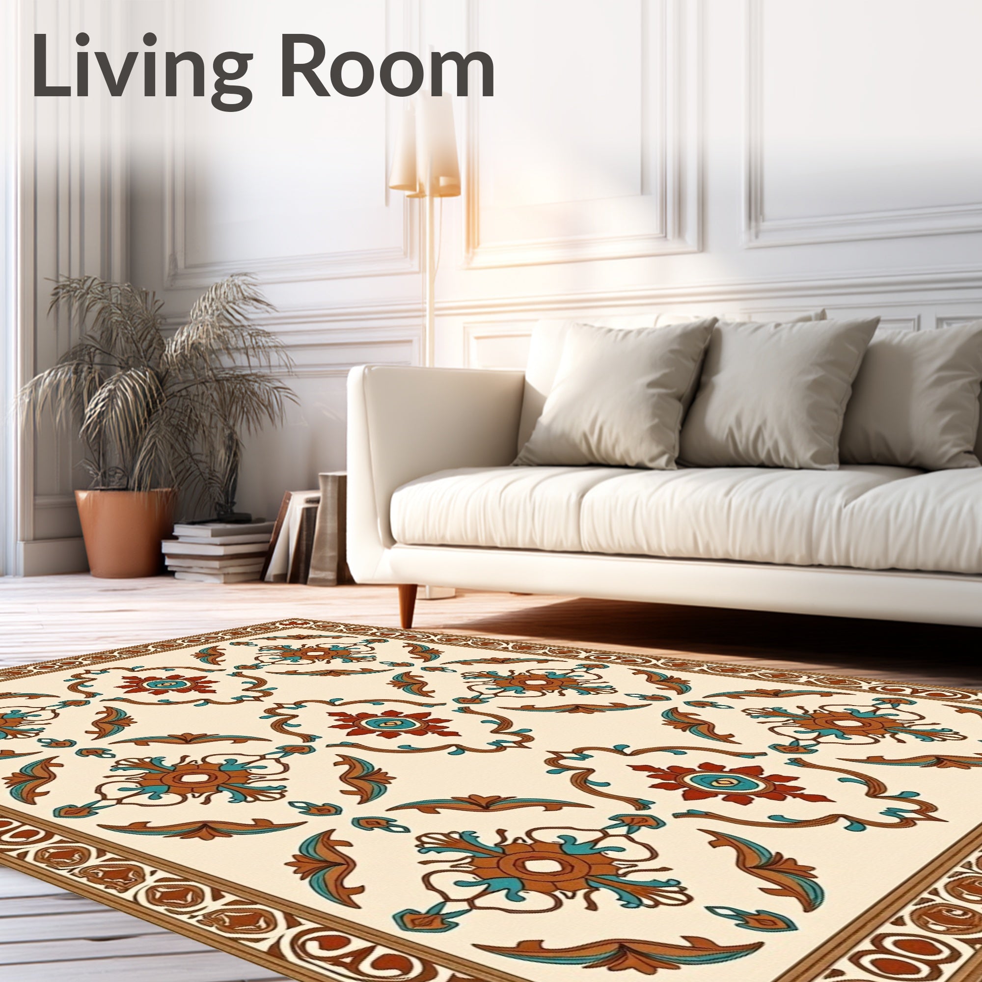 Ornate Floral Medallion Pattern Rug