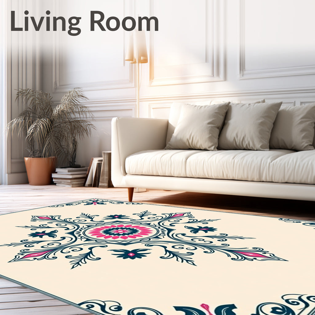 Intricate Floral Medallion Design Rug