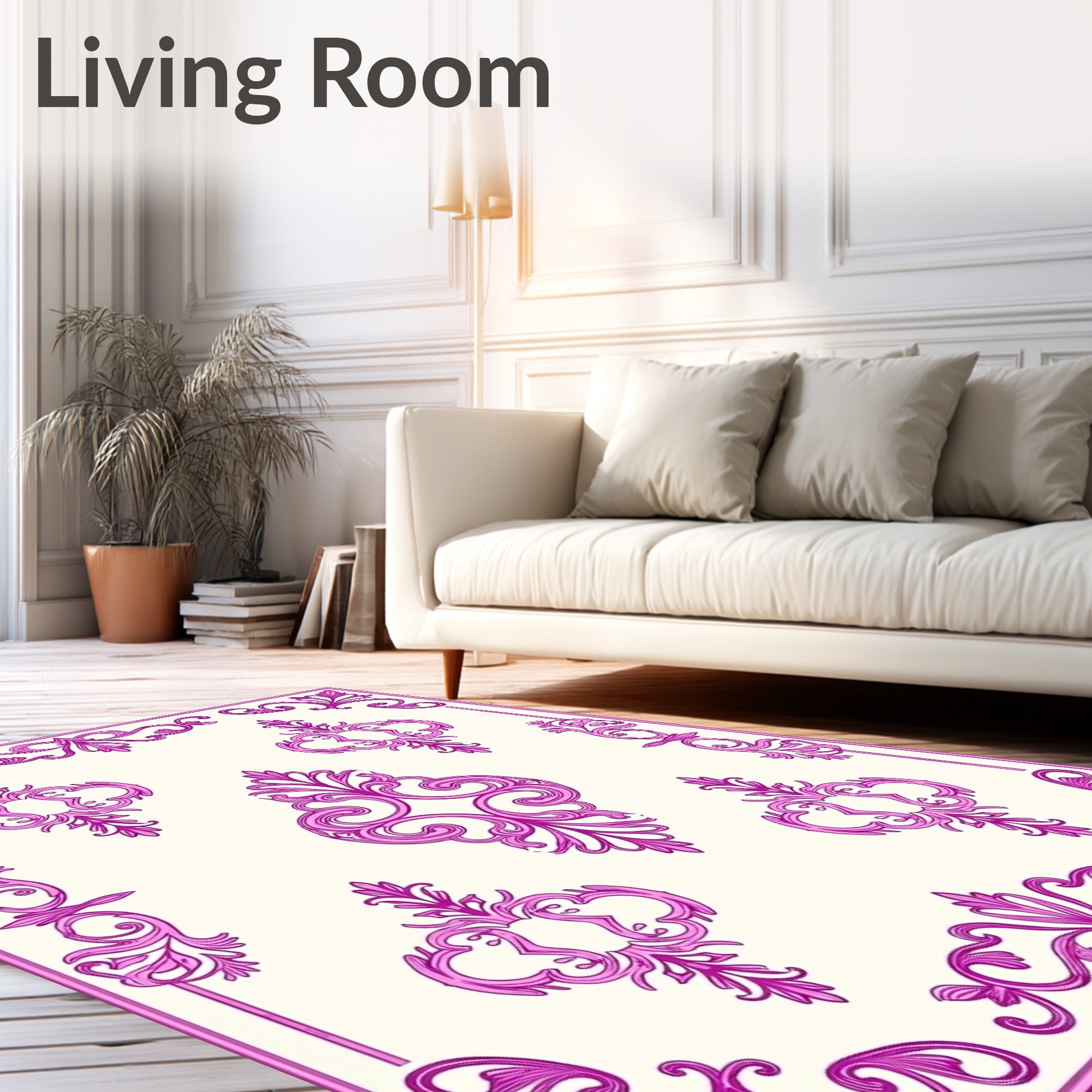 Ornate Floral Scrollwork Pattern Rug