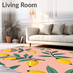 Citrus Lemon Leaf Branch Pattern Rug