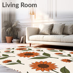 Retro Orange Sunflower Pattern Rug