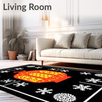 Red and Yellow Lantern Snowflake Frame Rug