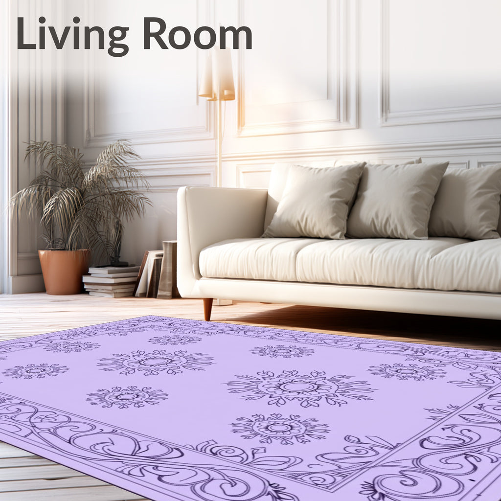 Art Nouveau Floral Bordered Medallion Rug