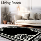 Ornate Filigree Scrollwork Border Rug