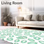 Mint Green Leaf Pattern Design Rug