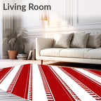 Diagonal Red White Stripe Pattern Rug