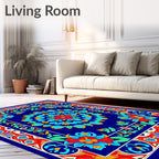 Vibrant Floral Mandalas Bordered Design Rug