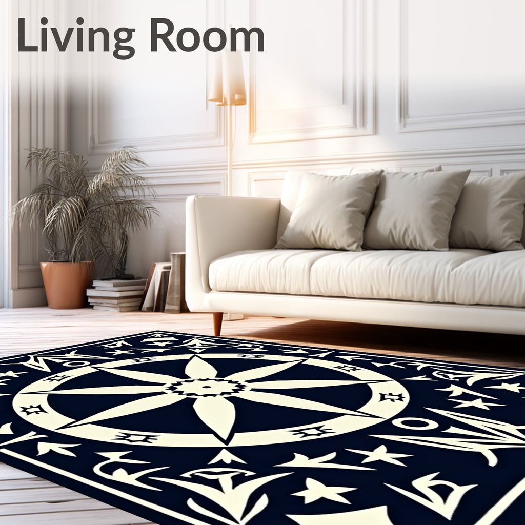 Vintage Compass Starburst Pattern Rug