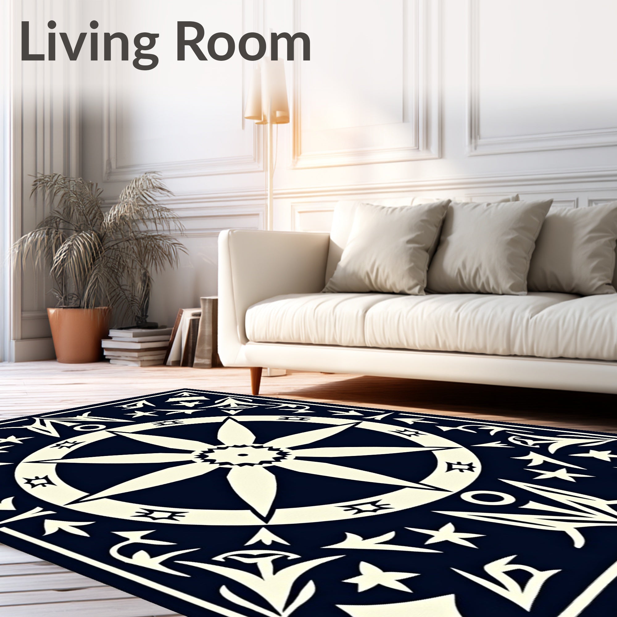 Vintage Compass Starburst Pattern Rug