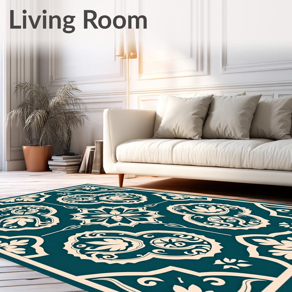 Intricate Floral Medallion Mandala Pattern Rug