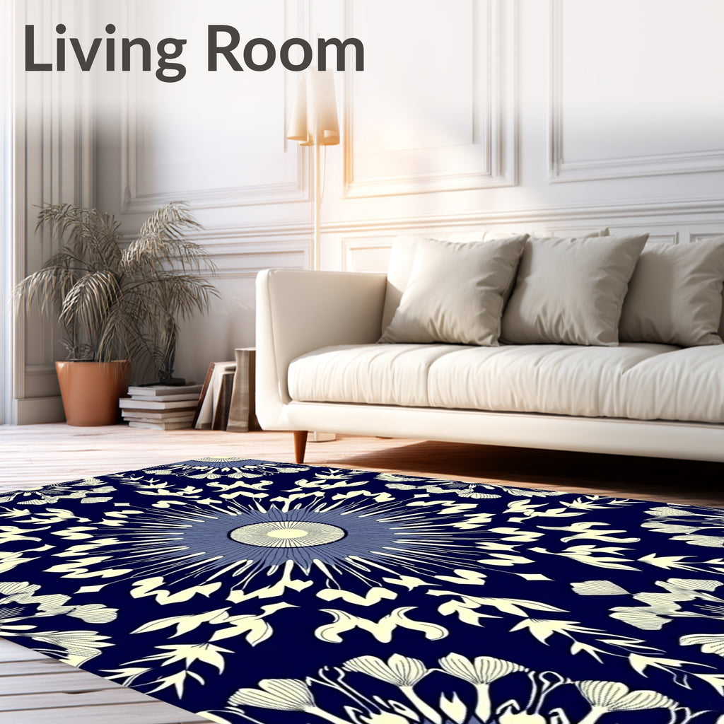 Radiating Floral Sunburst Pattern Rug