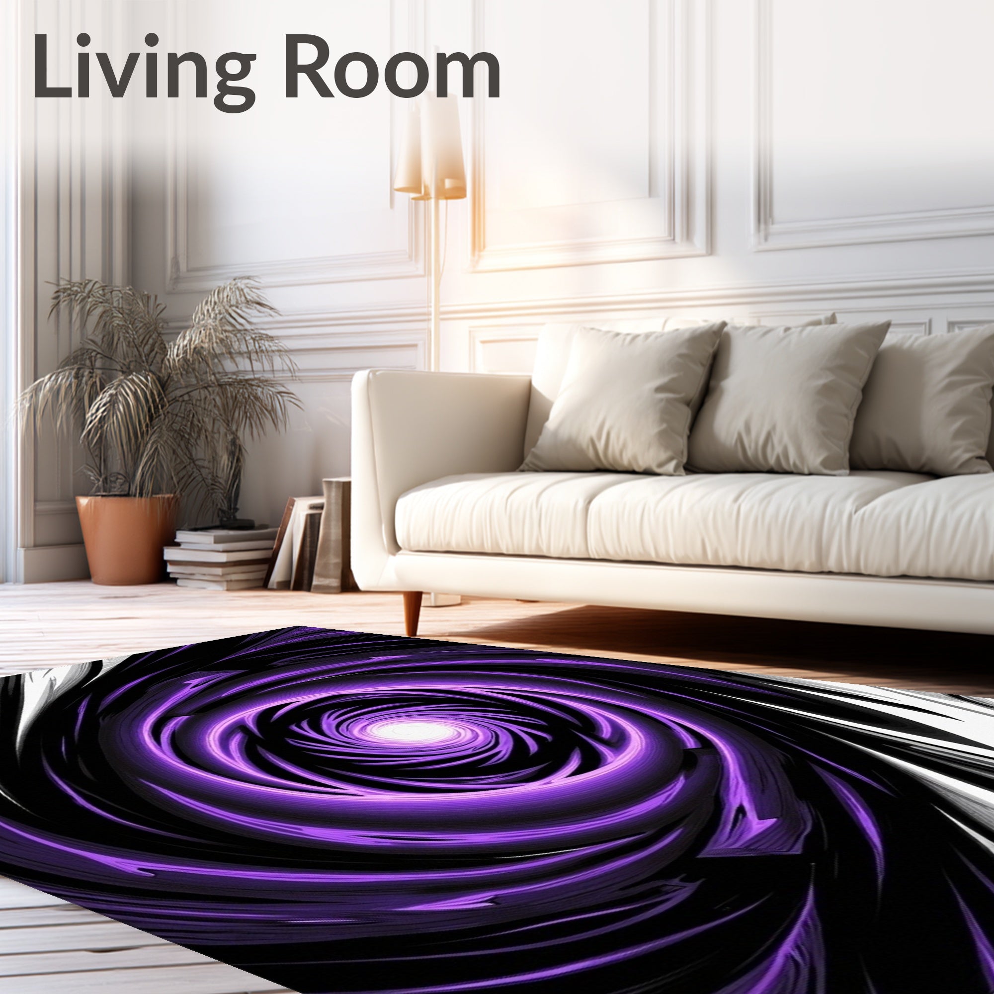 Vivid Purple Swirl Abstract Design Rug
