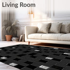 Dark Textured Geometric Pattern Rug