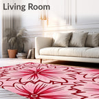 Pink Flower Outline Pattern Rug
