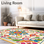 Vibrant Floral Medallion Inspired Pattern Rug
